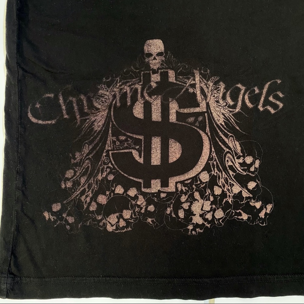 Chrome Angels Black Lust Skull Money Crewneck Tee Shirt View 4
